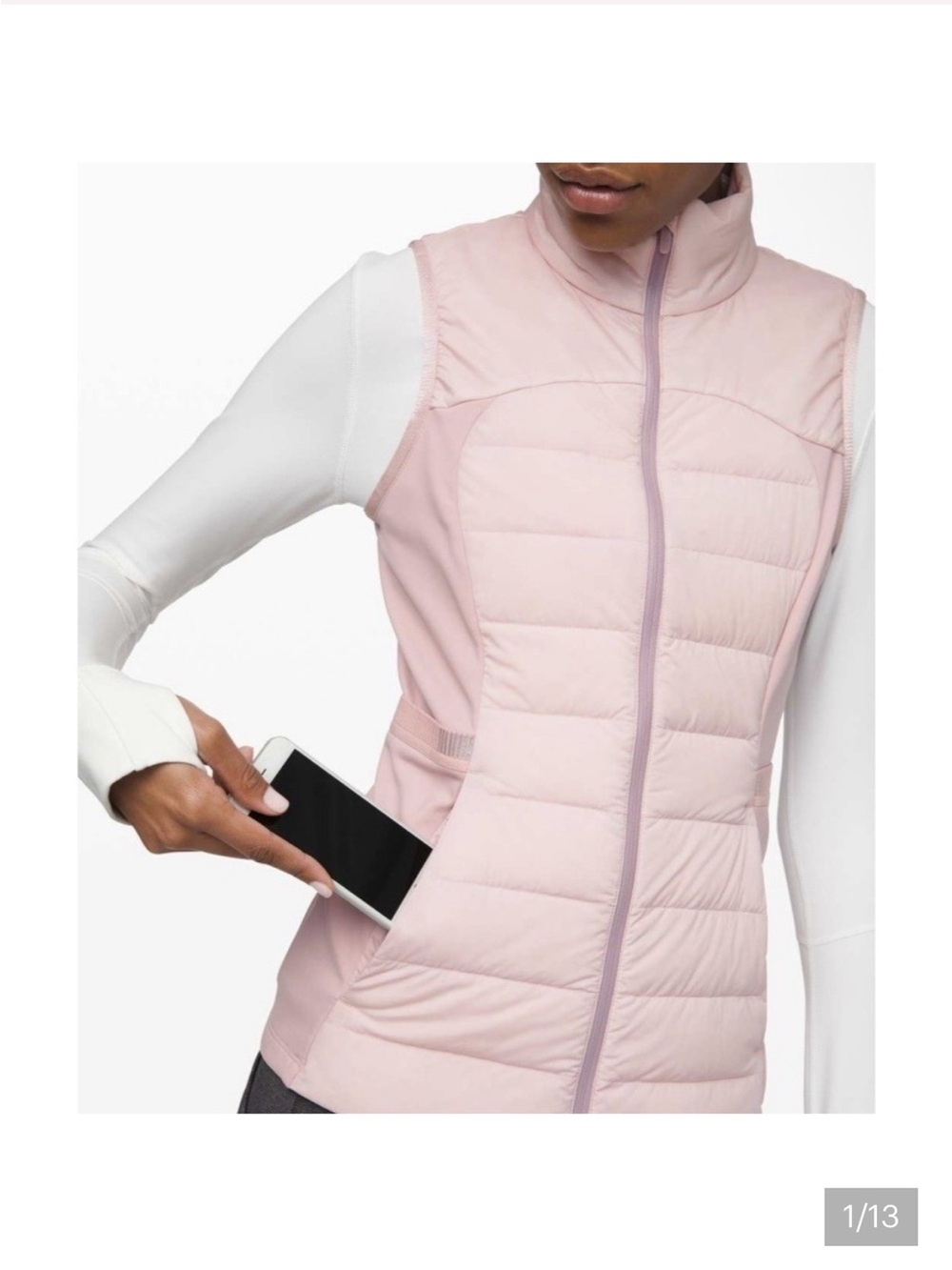 LULULEMON Size 12 Down For It All Vest Porcelain Pink Goose Down Full Zip